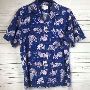 Mens Hawaiian Shirt Button Up No Size Tag GUC